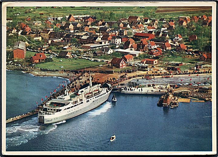 Juelsminde havn med færgen Julle fra J.K.L. - den lige linie. Thy u/no.