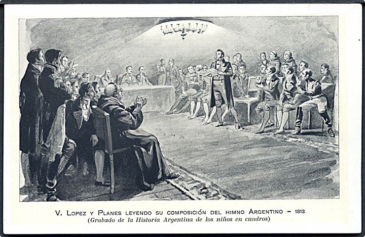 Alejandro Vicente López y Planes fremfører Argentinas nationalsang 1813. 
