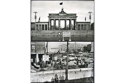 Berlin. Omslag med billeder med Berlin muren. Medfølger 10 af de oprindelige 12 kort. Uden adresselinier.
