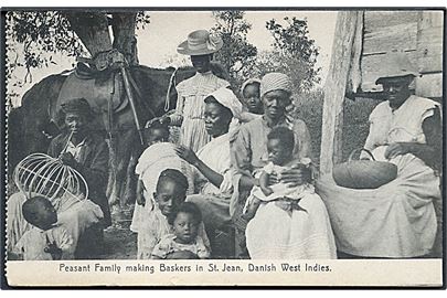 D.V.I., St. Jan, Peasant Family making Baskets. Lightbourn no. 82.