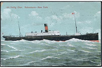 S/S Hellig Olav. København - New York. Skandinavien Amerika Linie. No. 291605. (Afrevet mærke). 