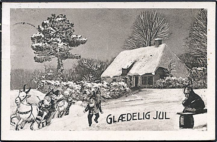 15 øre Chr. X Postjubilæum på julekort annulleret med brotype IIb Ragebøl d. 23.12.1924 til Millinge.