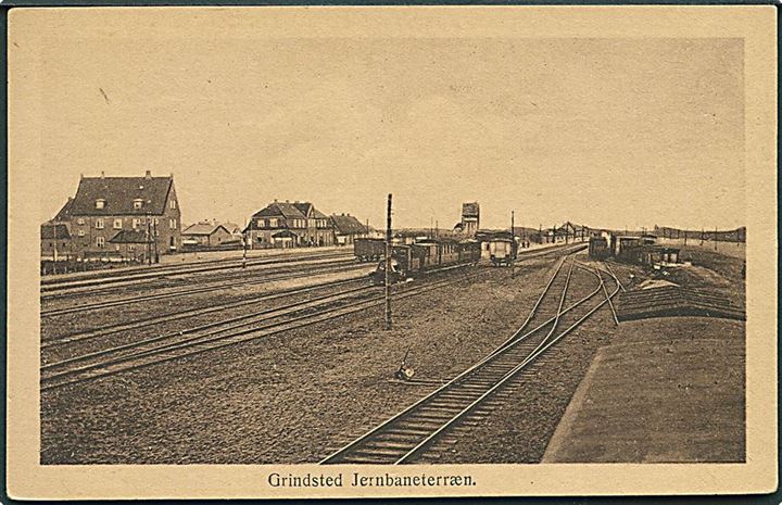 Grindsted, stationen og jernbaneterræn. Sofus Hansen u/no. 