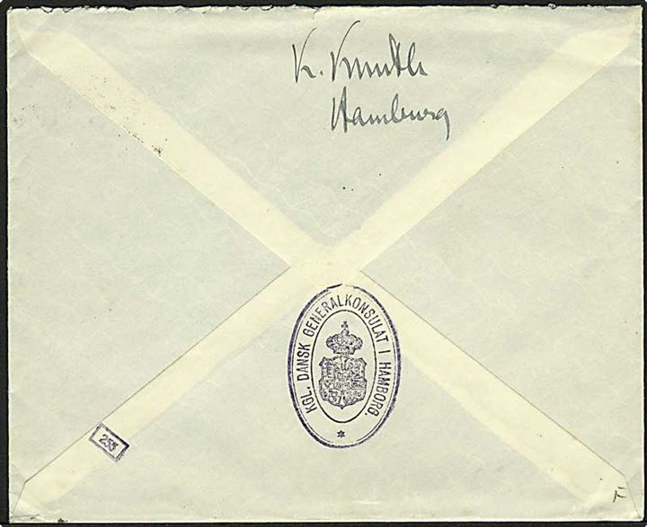 40 pfg. Germania på brev fra Hamburg d. 31.10.1941 til Zürich, Schweiz. Fra danske Konsulat i Hamburg. Passér stemplet af tysk censur.