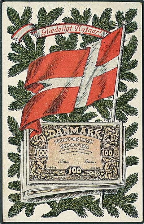 Stenders no. 95084 “Et hundrede Kroner” med Dannebrog.