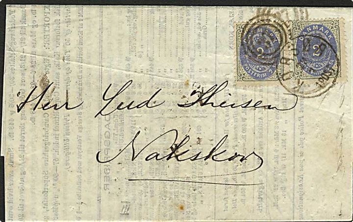2 sk. Tofarvet (2) på markedsberetning fra Hull d. 26.7. 1872 annulleret med kombineret nr.stempel “37”/Korsør d. 29.7.1872 til Nakskov.