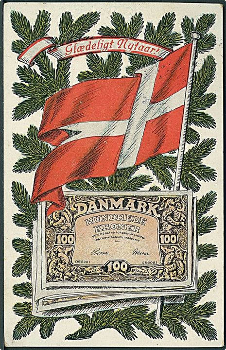 Stenders no. 95084 “Et hundrede Kroner” med Dannebrog.