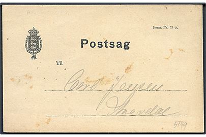 Anmeldelse - Form. Nr. 39 c. - for forsendelse med postopkrævning fra Struer til Aarhus d. 8.5.1914.