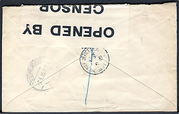 2½d og 3d George V på ekspresbrev fra London d. 5.1.1916 til Haag, Holland. Åbnet af britisk censur no. 129.