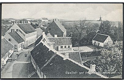 Ebeltoft set fra Raadhustaarnet. Mølle ses i baggrunden. Ebeltoft Bog & Papirhandel no. 301. 