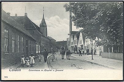 Tønder, Osterstrasse (Østergade) med hospital og bryggeri. Reinicke & Rubin u/no.