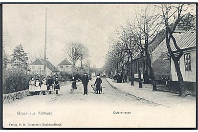 Toftlund, Gruss aus med Osterstrasse. P. H. Petersen u/no.