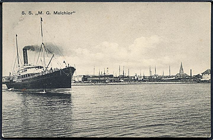 M. G. Melchior, S/S, DFDS forlader Frederikshavn. Knudstrup u/no.