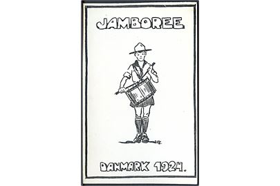 Jamboree Danmark 1924. Officielt spejder postkort fra 2. Verdensjamboree i Ermelund ved København. Ukendt kunstner. U/no.