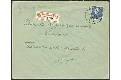 40 øre Chr. X single på lokalt anbefalet brev i København d. 31.12.1943