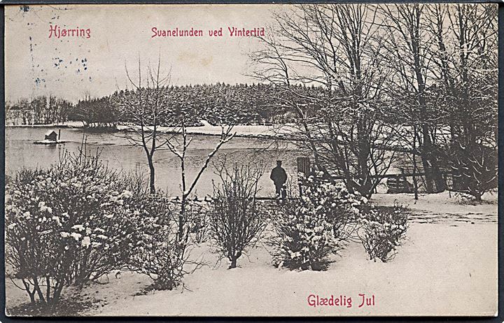 Glædelig Jul. Hjørring. Svanelunden ved Vintertid. Warburgs Kunstforlag no. 392. 