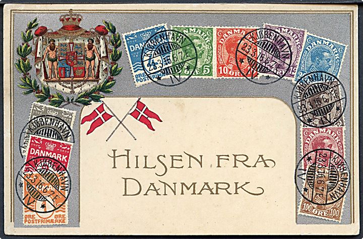Hilsen fra Danmark med frimærker. No. 9167 a. 