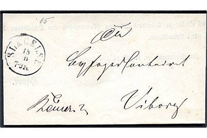 1862. Ufrankeret tjenestebrev fra Løve Herredskontor stemplet Slagelse d. 18.10.1862 til Viborg. Rekv. af Straffeattest.