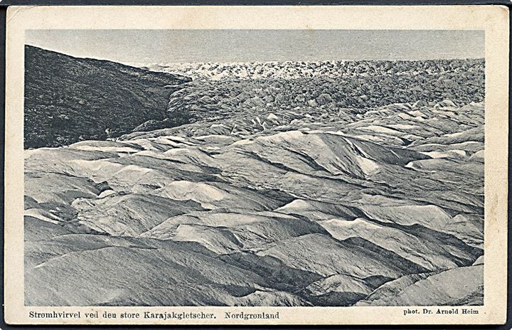Strømhvirvel ved den store Karajakgletscher, Nordgrønland. Brunner & Co. serie 84D nr. 11. Foto Dr. Arnold Heim.