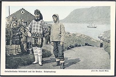 Holsteinsborg. Grønlandsk skønhed og hendes bror. Brunner & Co. serie 84D nr. 20. Foto Dr. Arnold Heim.