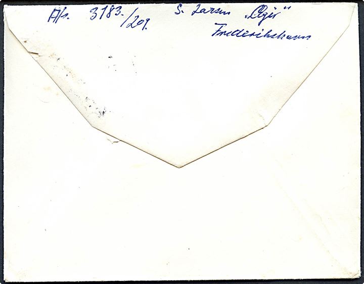 30 øre Fr. IX på brev fra Frederikshavn d. 19.1.1954 til Svendborg. Fra menig ombord på flådens depotskib Ægir.