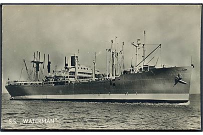 Waterman, S/S, Koninklijke Rotterdamsche Lloyd. Skrevet ombord d. 18.7.1947 til Danmark.