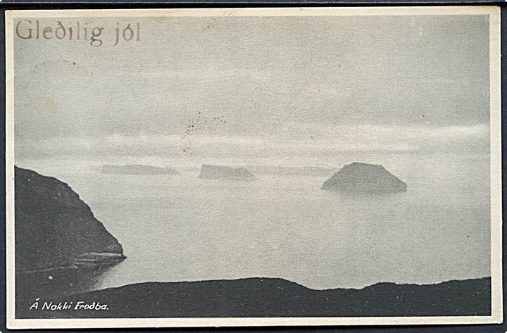 20 øre Chr. X og Julemærke 1947 på julekort (Lille Dimon) stemplet Vaag d. 22.12.1947 til Thorshavn.