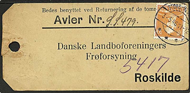 30 øre Chr. X single på manila-mærke stemplet Store-Heddinge d. 3.5.1946 til Roskilde.
