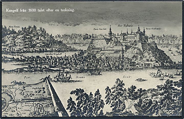 Sverige. Kungelf  från 1600 tallet efter en teckning. Fotokort u/no. 