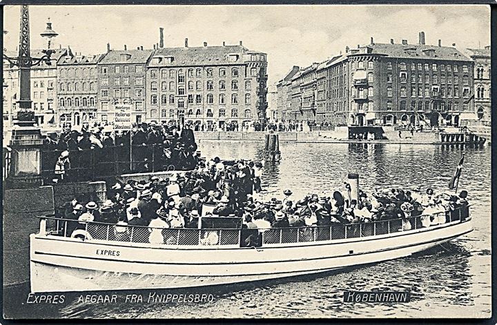 Købh., Knippelsbro med havnefærge Expres. Dansk Lystrykkeri no. 1175. Har været opklæbet.