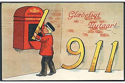Nytårskort 1911 med postbud. A. Vincent serie 302/4. 