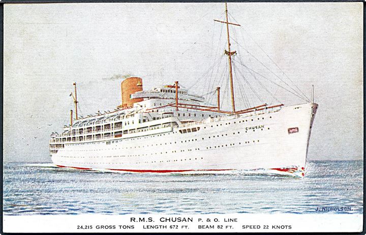 Chusan, M/S, Peninsular and Oriental Steam Navigation Company. No. 5193.