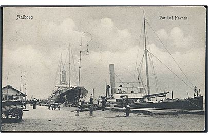 Aalborg. Parti af Havnen med skibe. Peter Alstrups no. 2221. 