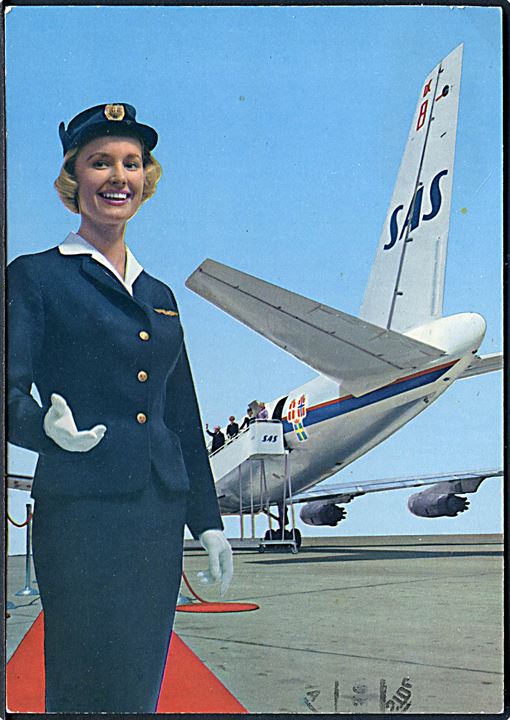 SAS. Douglas DC -8C Jetliner. Harald Lyche & Co. no. STOSD 933. Reklamekort. 