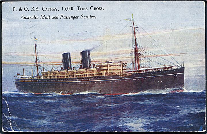 1½d George V på brevkort (P & O Line S/S Cathay) annulleret med fransk skibsstempel Marseille Gare / Paquebot d. 16.3.1933 til England.