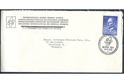 2,40 s. Redlich på officiel kuvert fra International Atomic Energy Agency annulleret med særstempel fra IAEA 2. generalforsamling i Wien d. 29.9.1958 til København, Danmark.