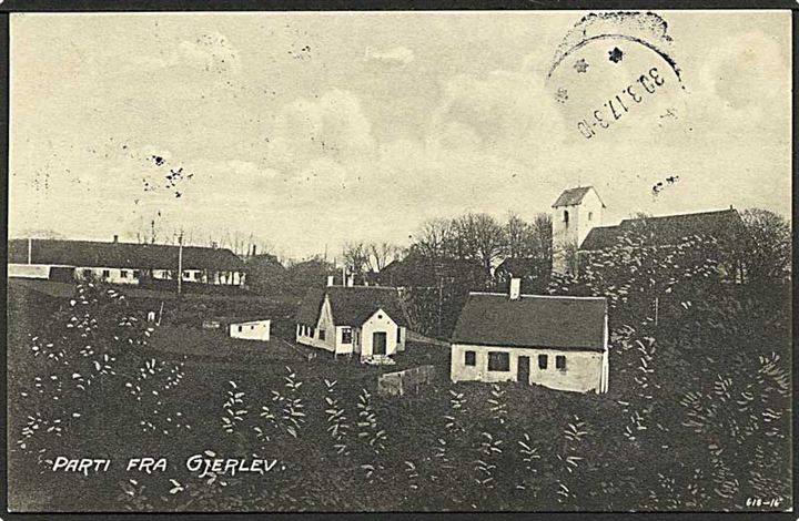 Parti fra Gjerlev med kirken. C. Andersen no. 618.