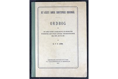 Det ældste danske skriftsprogs ordforråd. G. F. V. Lund. Genoptryk af håndbog fra 1877. 178 sider.+