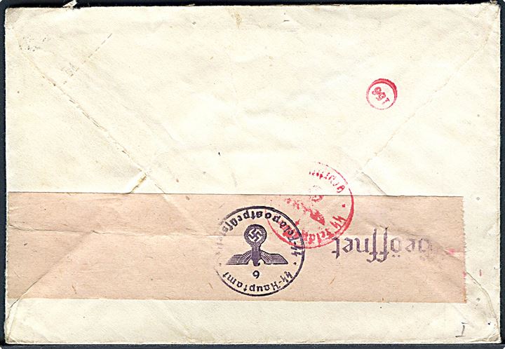 Ufrankeret SS-feldpost brev stemplet Feldpost b d. 15.1.1945 til Odder, Danmark. Sendt fra SS-Rottenf. Klaus R. Fischer ved feldpost nr. 42216 (= Stab, Aufklärungs-Abteilung 6 (6. SS-Division). Briefstempel og åbnet af SS-feldpostcensur no. 6 i Hamburg.