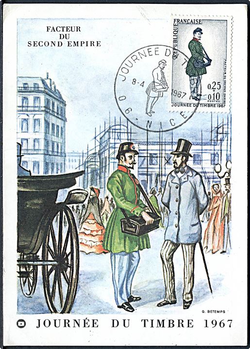 G. Betemps: Journée Du Timbre 1967. Facteur Du Second Empire. Maxikort. Blondel La Rougery 75150 / 16 / 67. 