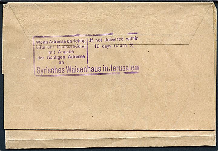 5 Centimes/5 pfg. helsagskorsbånd annulleret med svagt stempel Jerusalem Deutsche Post 1911 til Künzelsau, Tyskland. 