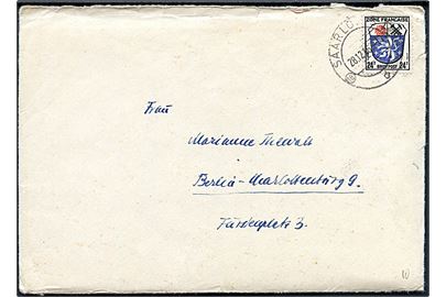 Fransk Zone 24 pfg. single anvendt på brev i Saarland stemplet Saarlouis d. 28.12.1946 til Berlin.