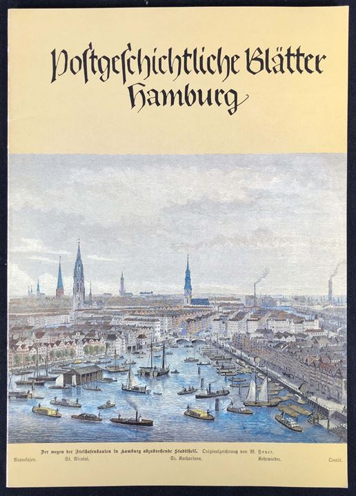 Postgeschichtliche Blätter Hamburg Hæfte 32/1989 med artikler om bl.a. Harburger Post, oversøpakkepost via speditør i Hamburg. 62 sider.