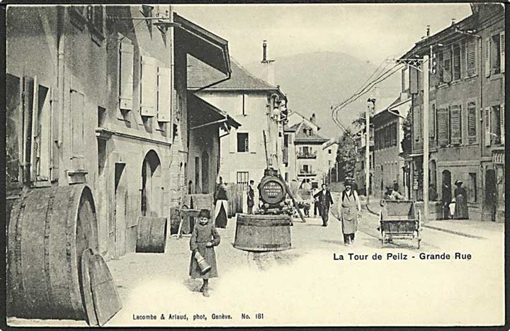 Parti fra Grande Rue i La Tour de Peitz, Schweiz. Lacombe & Arlaud no. 181.