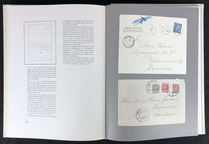 One Hundred Years of Icelandic Stamps 1873 1973 af Jón Adalstein Jónsson. 471 sider flot illustreret jubilæumsskrift. Medfølger kassette.