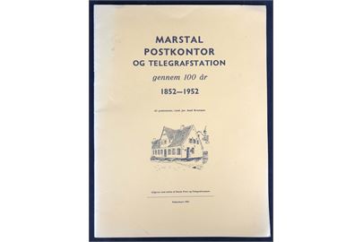 Marstal Postkontor og Telegrafstation gennem 100 år 1852-1952 af postmester Axel Kromann. 28 sider illustreret jubilæumsskrift med artikler om bl.a. ispost og dampskibsforbindelser. 