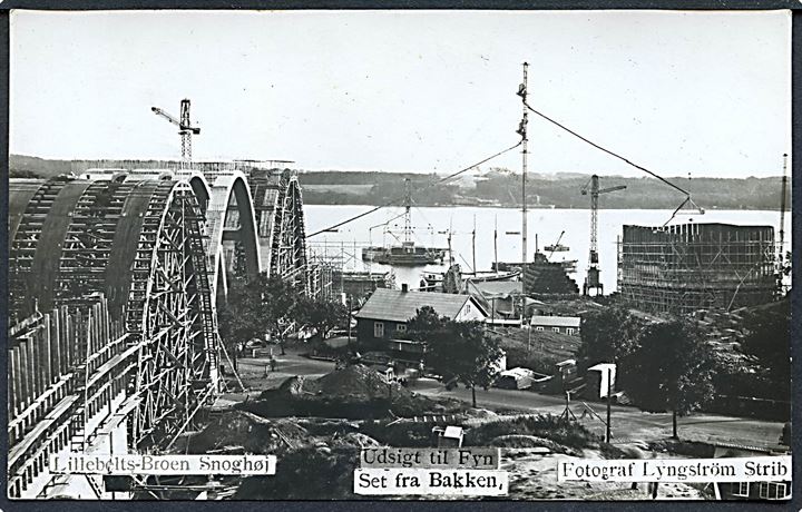 Lillebæltsbroen under opførelse ved Snoghøj. Fotograf Lyngström. U/no. Uden adresselinier.