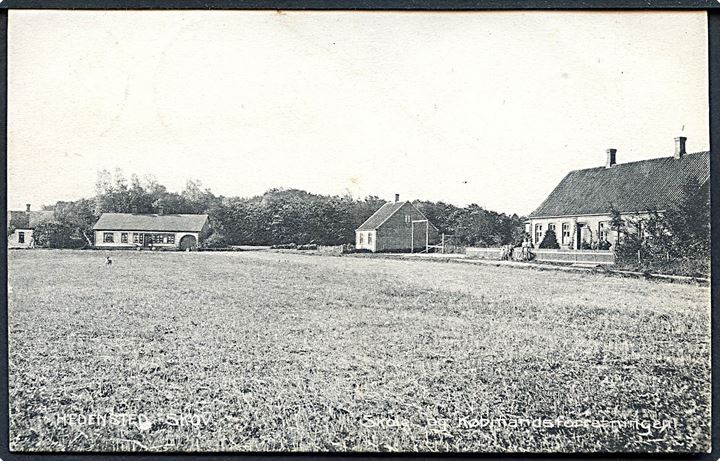 Hedensted Skov, skole og købmandsforretning. Hvidehus Boglade no. 16146.