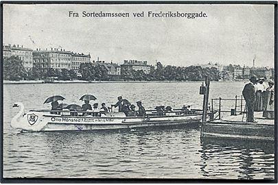 Købh., Sortedamssøen ved Frederiksborggade med rutebåd. E. H. Lorenzen & Co. No. 1.