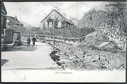 Thorshavn, gadeparti. Z. Heinesen no. 3247. Frankeret med 5 øre Chr. IX stemplet Thorshavn d. 3.5.1906.
